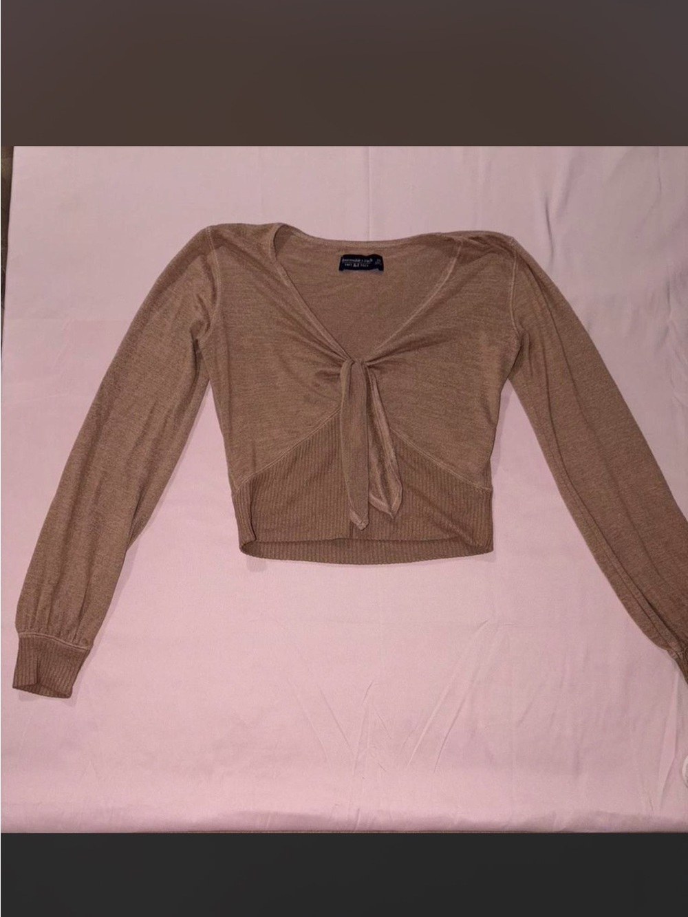 Abercrombie Brown tie-front long sleeve top